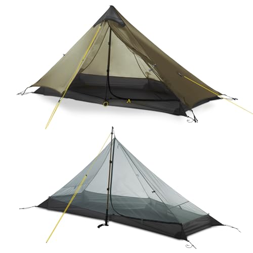 LANSHAN Ultralight Tent 3-Season Waterproof Backpacking Tent for 1-Person Camping, Trekking, Climbing, Hiking, 1 Person, Khaki