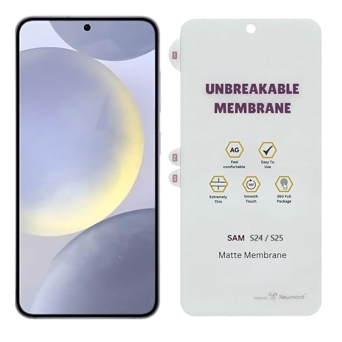 Image of BLACKSHEEP Matte Screen Protector for Samsung Galaxy S24 5G / Samsung Galaxy S25 (Pack of 1) Membrane Case Friendly Full Edge to Edge Screen Coverage & Installation Kit