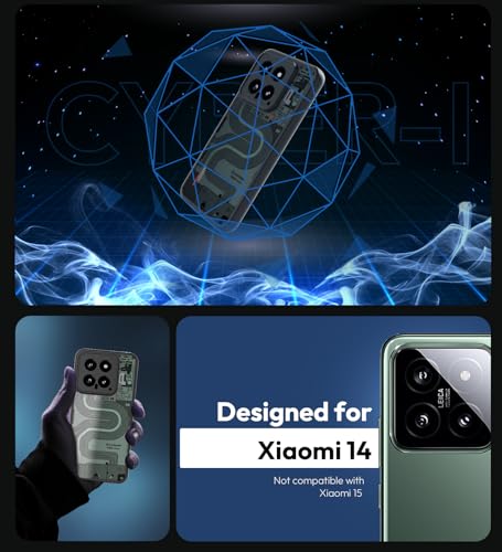 Image of KAPAVER Hybrid Series Back Cover Case Compatible with Xiaomi 14 (PC+TPU) (Cyber-i Black)