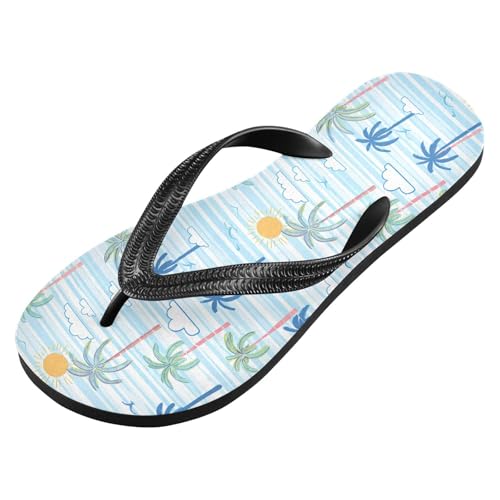 Sinestour Seagull Palm Cloud Blue Flip Flops for Beach Thong Sandals Anti-slip Lightweight Flat Slippers for Summer Swim Travel2