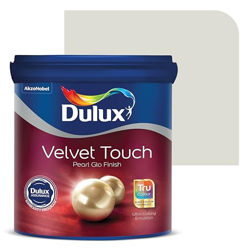 Image of Dulux Velvet Touch Pearl GLO Interior Emulsion Paint (4L, Grey Dunes) - Luxurious soft-sheen wall paint, highly durable, washable, rich, intense colors, with 6-year warranty