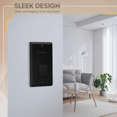 Image of ECOELER Black Decorative Light Switch, Single Pole Decora Rocker Electrical Wall Switches, 15A 120 /277V, Self-Grounding, On /Off Rocker Paddle Interrupter for Residential and Commercial, 10 Pack