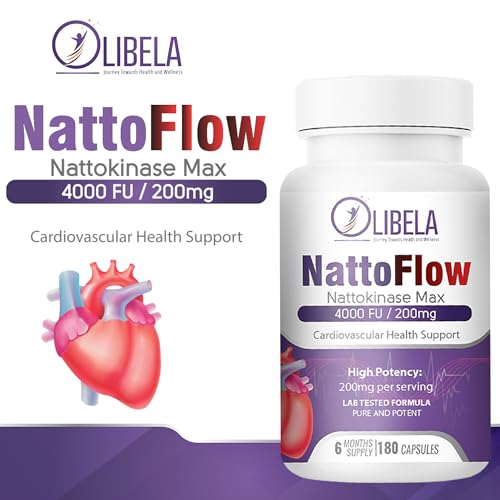 Olibela Nattokinase Max 4,000 FU 200mg Supports Heart Health, Circulatory System, & Normal Blood Flo