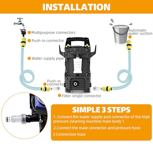 Image of HASTHIP Washer Connectors Set of 12Pcs High Pressure Washer Connectors Adapters with 6Pcs 1 /2 Inches Quick Connectors & 6Pcs 3 /4 Inches Transparent Hose Connectors with Built in Filter