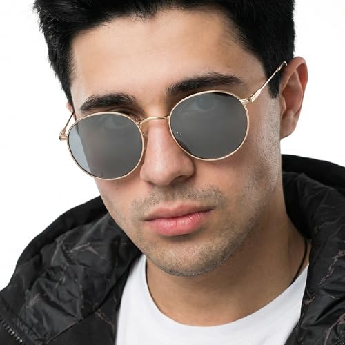 Image of John Jacobs | Full Rim Round Stylish & Premium Sunglasses | Polarized and 100% UV Protected | Men & Women | Medium | JJ S70019