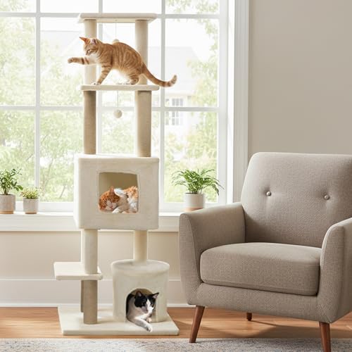 Árbol para Gatos Tangkula 64 Pulgadas Multinivel Beige miniatura 2