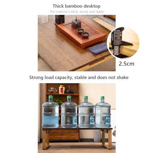 Table basse pliable gain de place en bambou pour baie vitrée - 7