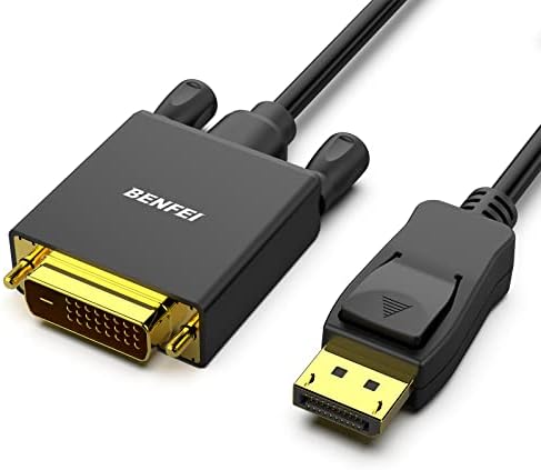 BENFEI DisplayPort to DVI Adapter, Dp Display Port to DVI Converter Male to Male Gold-Plated Cord 6 Feet Black Cable for Lenovo, Dell, HP and Other Brand