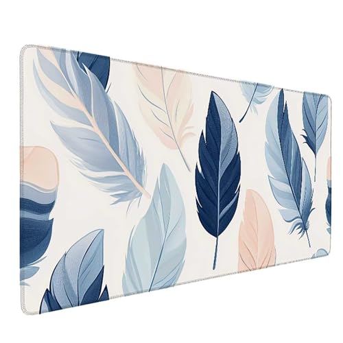 Tapis de souris XXL bleu 150x80 cm Plume antidérapant et imperméable pour bureau gamer lsy2603HW