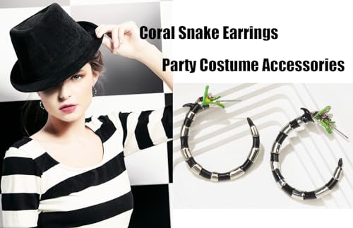 Coral Snake Gothic Hoop Earrings - Halloween Horror Beetle Snake Juice for Women Cosplay Costume Accessories3