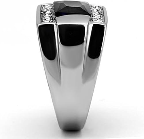 Miniatura 4 de Anillo Color Plata Para Hombres y Ninos de Acero Inoxidable Piedra Zafiro 8