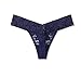 Amazon Brand - Mae Women's Lace Thong, 3 pack, Nude/Ivory/Navy, Medium
