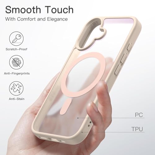 Image of VONZEE Magnetic Guard Case for iPhone 16 Plus | Compatible with MagSafe Translucent Matte Hard PC Back with TPU Bumper | Slim Anti-Scratch Shockproof Phone Cover (6.7 inch, Pink)