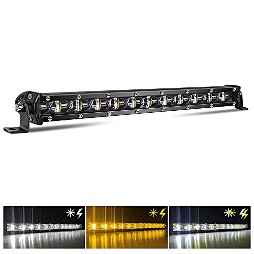 CO LIGHT Led Light Bar Single 14 inch Slim Single Row Lightbar Driving Combo Beam Off Road Fog Work Lights with Mounting Brackets & 6D Reflectors for Truck, Car, Cabin, Boat, ATV, UTV