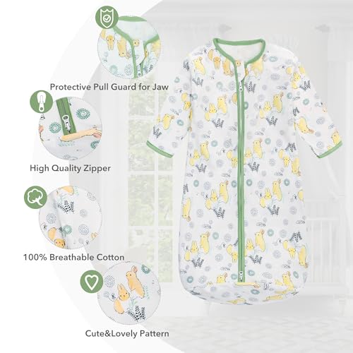 Image of Miracle Baby Long Sleeve Sleep Sack 2-Pack, 100% Cotton Wearable Blanket Baby Sleeping Bag for Newborn Infant Toddler