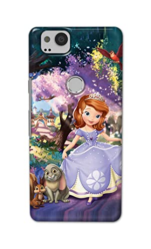 Image of PRINTFIDAA Cartoon Little Girl with Crown and Pet Animals Printed Designer Hard Case for Google Pixel 2 Back Cover -(e) RPM1008