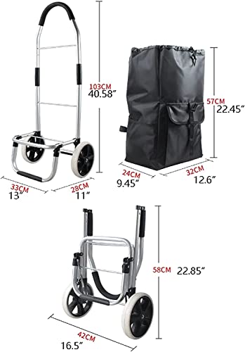 Tragbarer Einkaufswagen auf Rädern, Aluminiumlegierung, faltbar, Trolley-Tasche, Sackkarre, Einkaufswagen für… – Bild 3