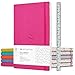 Cute Large B5 Dot Journal - Enjoy Bullet Journaling with a Soft Cover 7x10-inch, Non-Bleed Thick 120gsm Paper, Dotted Journal in Pink, Japanese Edge Motif, Faux Leather Lay Flat Dot Notebook