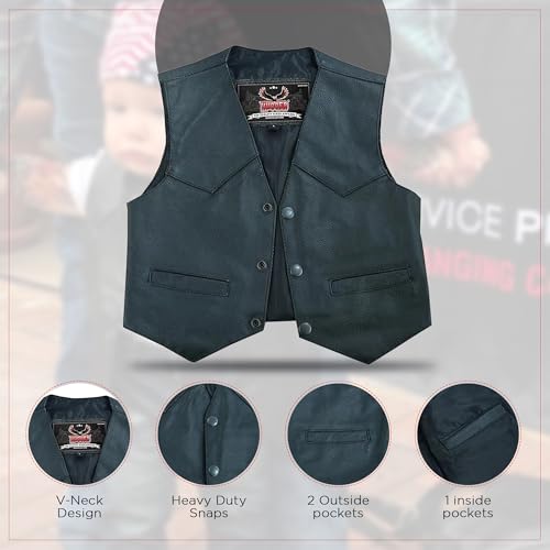 Hugger Kids Leather Vest Fashion Button Sleeveless Toddler's Tops Cute V Neck Jacket Waistcoat with Multiple Pockets3