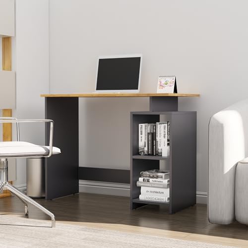 Image of Bniture Wooden Study Table for Home | Engineered Wood Laptop Study Table with Book Shelf | Multi Purpose Office Desk for Laptop & Computer| Workstation for Home & Office | Slate Grey & Giant Wood