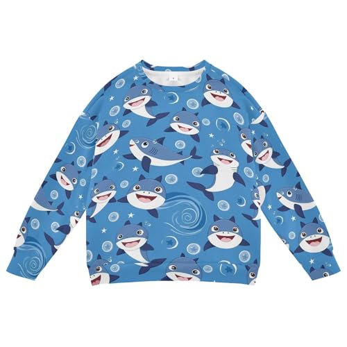 JUNZAN Cartoon Cute Sharks Stars Kids Girls Sweatshirt Hoodie Fleece Boys Sweat Shirt Party 4T