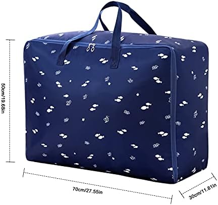 2 Pcs105L Large Storage Bag with Zip for Clothing, Foldable Oxford Cloth Duvet Storage Bag King Size, Thickened Underbed Storage Organizer for Bedding Quilt Blankets, Waterproof & Moisture Proof