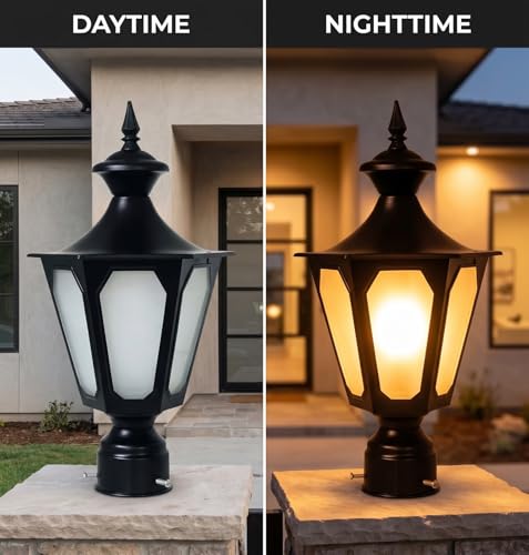 Image of SINOMAN Decorative Outdoor Gate Lamp for Home Energy Efficient Waterproof Exterior Fixture for Garden Pillars, Entry Gates, Patios, Driveway, Porch, Fence Posts (Pack of 1) (Without Bulb)