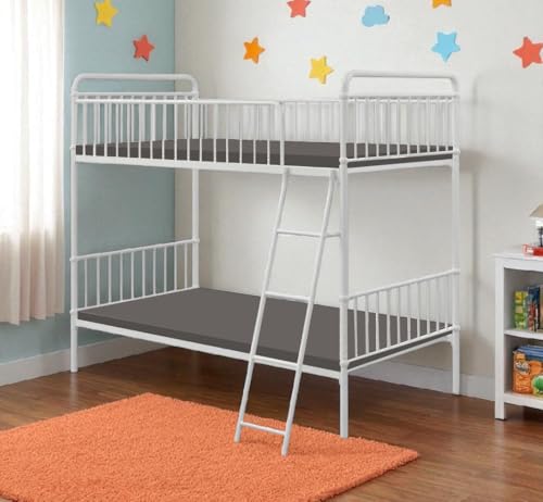 Image of APRODZ Marks Twin Bunk Bed (Foam Mattress-Metal - White Powder Coated)
