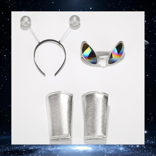 Disfraz de alienígena casa colorida para niñas set 4 piezas miniatura 4