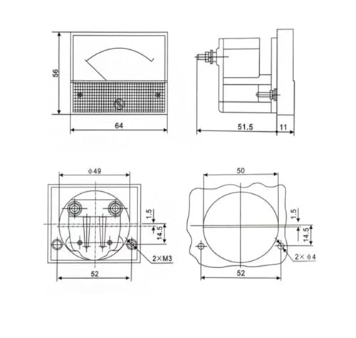 Ampèremètre CC ±5A 85C1 galvanomètre à aiguille centrale de 64 mm