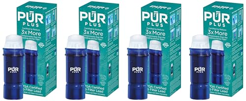 Image of PUR Plus Lead Reducing Water Pitcher and Dispenser Replacement Filter, NSF & WQA Certified - Compatible with All PUR Pitchers and Dispensers, Blue, PPF951K1 (Pack of 4)