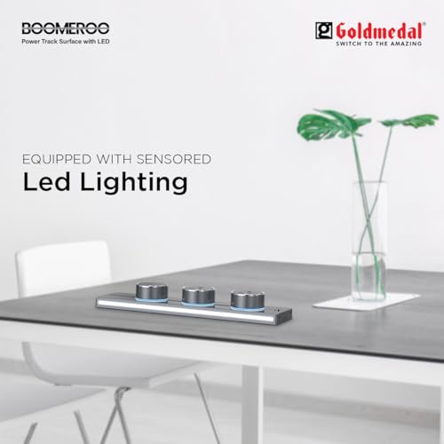 Image of Boomeroo 50cm Surface with LED Power Track with Universal Socket & USB Socket Charger with A & C-Type - Surface Mounted Extension for Home, Office, Multi Outlets| Movable Sliding Track-Magnesium Grey