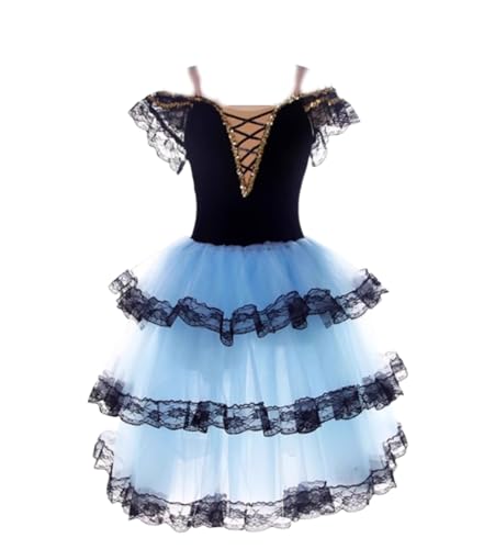 EFLALYHG Blau,130, Mädchen Ballett Tanzkleid Spanisch Flamenco...