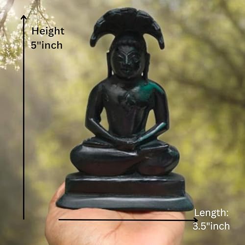 Estatua Parshwanath Jain de Mármol Negro 5 Pulgadas miniatura 2