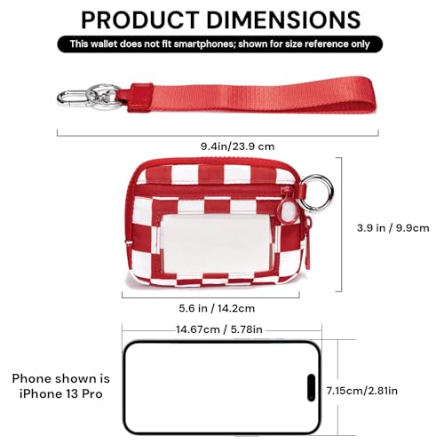 Image of Keychain Wallet for Women with Clear ID Window, Coin Pouch and Wrist Strap | Quick-Access Design with Front Zip Pocket, 3 Card Slots, Inner Mesh Pocket and Lipstick Holder