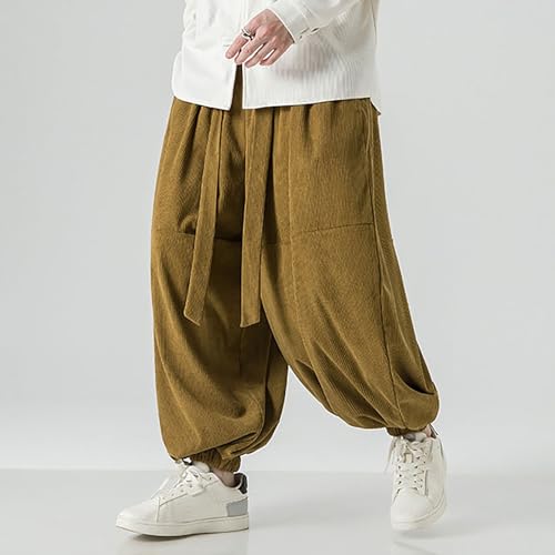 Men's Harem Corduroy Pants Fall Winter Casual Fashion Baggy Elastic Waist Joggers Slacks Streetwear Pants for Men3