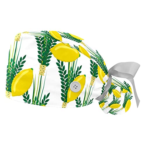 Chapeaux de travail respirantes pour hommes femmes motif fruits citron casquettes bouffants