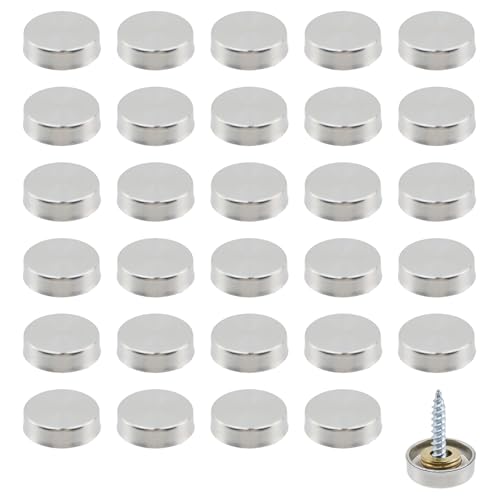 Cache-vis décoratifs inox 16 mm lot de 36 pour relooker vos miroirs de maison