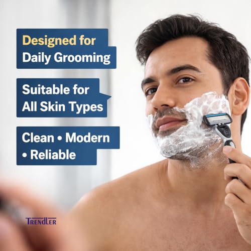 Image of 5-Blade Razor | Razor for Men, with 5 Anti-Friction blades, Dynamic Pivot for Smooth & Comfortable shave with Flexible Head, Water-Activated Moisture Strip (5 Cartridges)