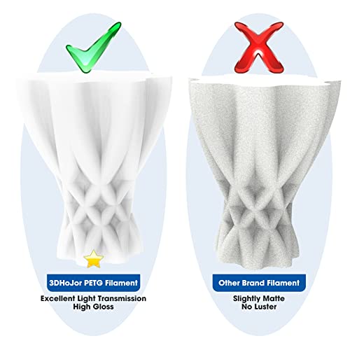 Image of 3DHoJor PETG Filament 1.75mm White, 3D Printing Filament 1kg Spool(2.2lbs), 3D Filament 1.75mm Dimensional Accuracy + /- 0.03mm Non Tangling Non Clogging Non Stringing,Print with Most 3D Printers