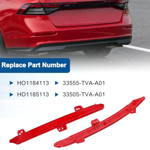 Image of Rear Bumper Reflector Compatible with Honda Accord 2018 2019 2020 2021 2022 Replace# HO1184113 HO1185113 33555-TVA-A01 33505-TVA-A01 for Driver and Passenger Side