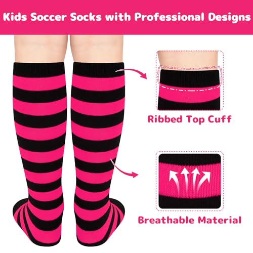Image of Olreco 1 Pack Toddler Kids Youth Soccer Socks Girls Boys Baseball Socks Youth Knee High Softball Football Accessories Cotton