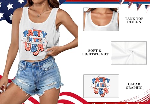 Image of Ithalt Womens American Flag Shirts 4th of July Outfits USA T-Shirt Patriotic Tank Shirt Fourth of July Sleeveless Tops