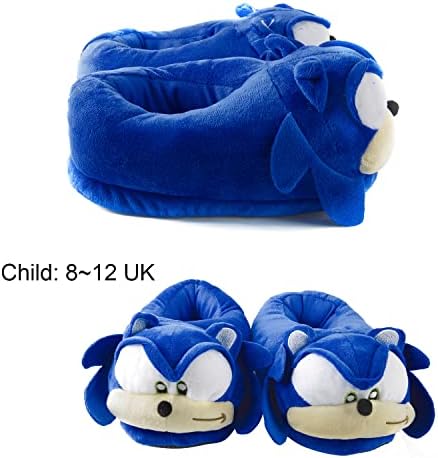 Bonamana Sonic The Hedgehog Slippers 3D Sonic Plush Family Shoes Soft House Shoes Family Shoes with Indoor Anti-Skid Rubber Sole One Size