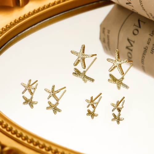 Ritach Gold Stud Earrings for Women Trendy 14K Gold Hypoallergenic Small Earrings for multiple piercing2