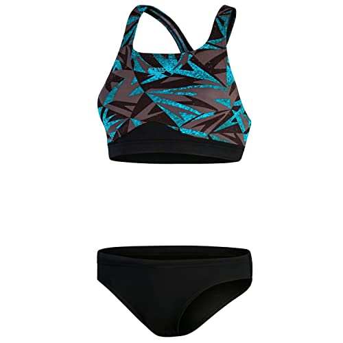 Speedo Damen HyperBoom 2 Piece Bikini, Schwarz/Bolt/Dove Grau, 34