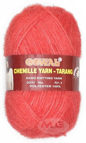 Image of M.G ENTERPRISE Knitting Wool Yarn, Soft Fancy Feather Wool Peach 200 GMS Best Used with Knitting Needles, Soft Fancy Wool-VE Art-HEF
