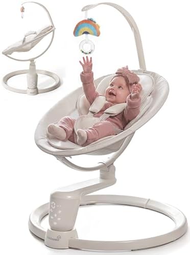 Grownsy Baby Swings for Infants, Dual Motion Side-to-Side & Front-to-Back Baby Swing Rocker with 5 Speeds and Built-in Music, 270° Seat Rotation, 5-Point Harness for Newborn 0-9 Months