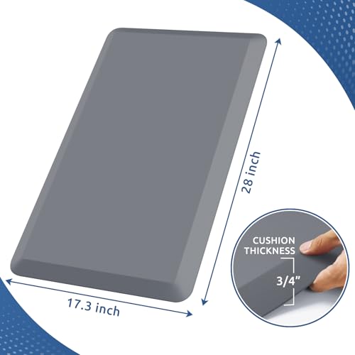Image of KitchenClouds Kitchen Mat Cushioned Anti Fatigue Kitchen Rug Non Slip Standing Mat Comfort Floor Mats for Sink Office (17.3 inchx 28 inch-0.8inch, Grey) | Water-Resistant, Non-Slip, Easy to Clean Comfort Floor Mat for Kitchen, Sink & Office, Multiple Colors & Sizes, 17.3 inchx28 inch