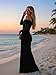 BORIFLORS Women's Elegant Off The Shoulder Bodycon Long Sleeve Maxi Dress Mesh Cocktail Party Wedding Guest Formal Dresses, Small, Black